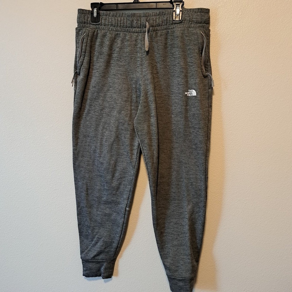 The North Face Womens Heather Grey Joggers Sweatpants Tapered Zip Pockets Large
